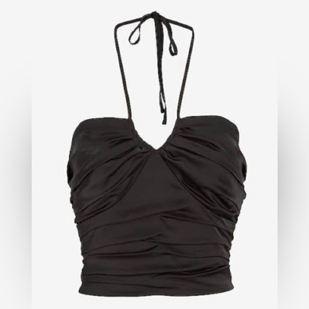 Express Black Satin Halter Top